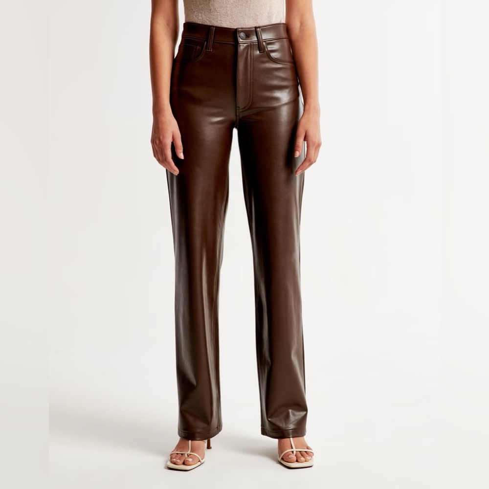 Abercrombie vegan leather pants brown